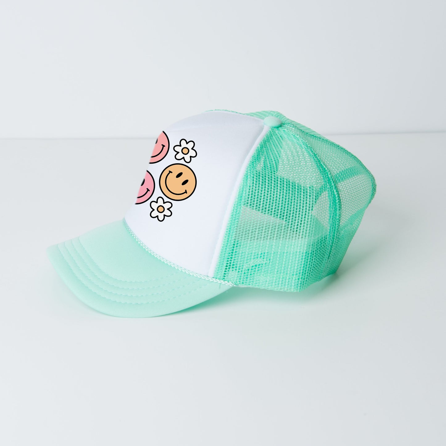 Groovy Flower Smiley Face | Youth Foam Trucker Hat