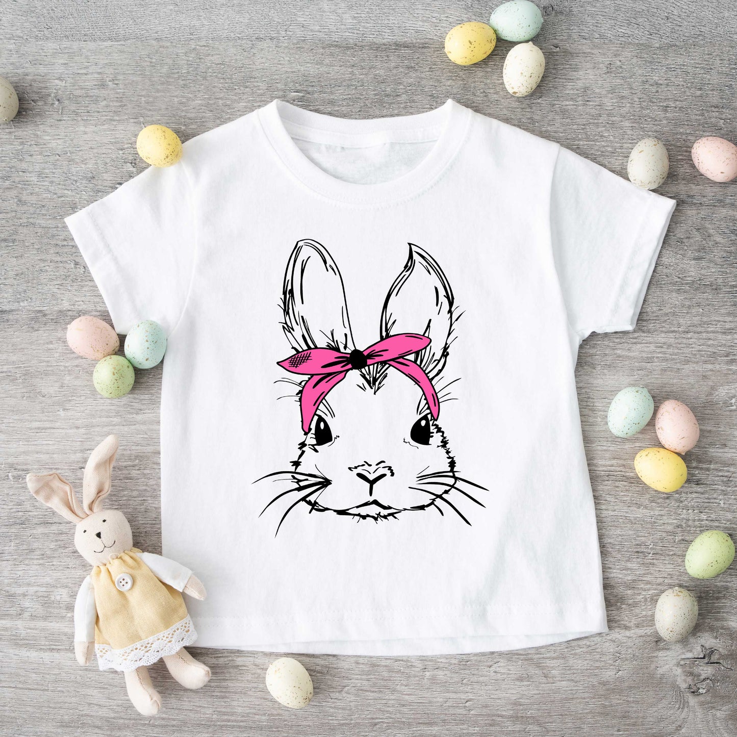 Bunny With Bandana | Toddler Short Sleeve Crew Neck