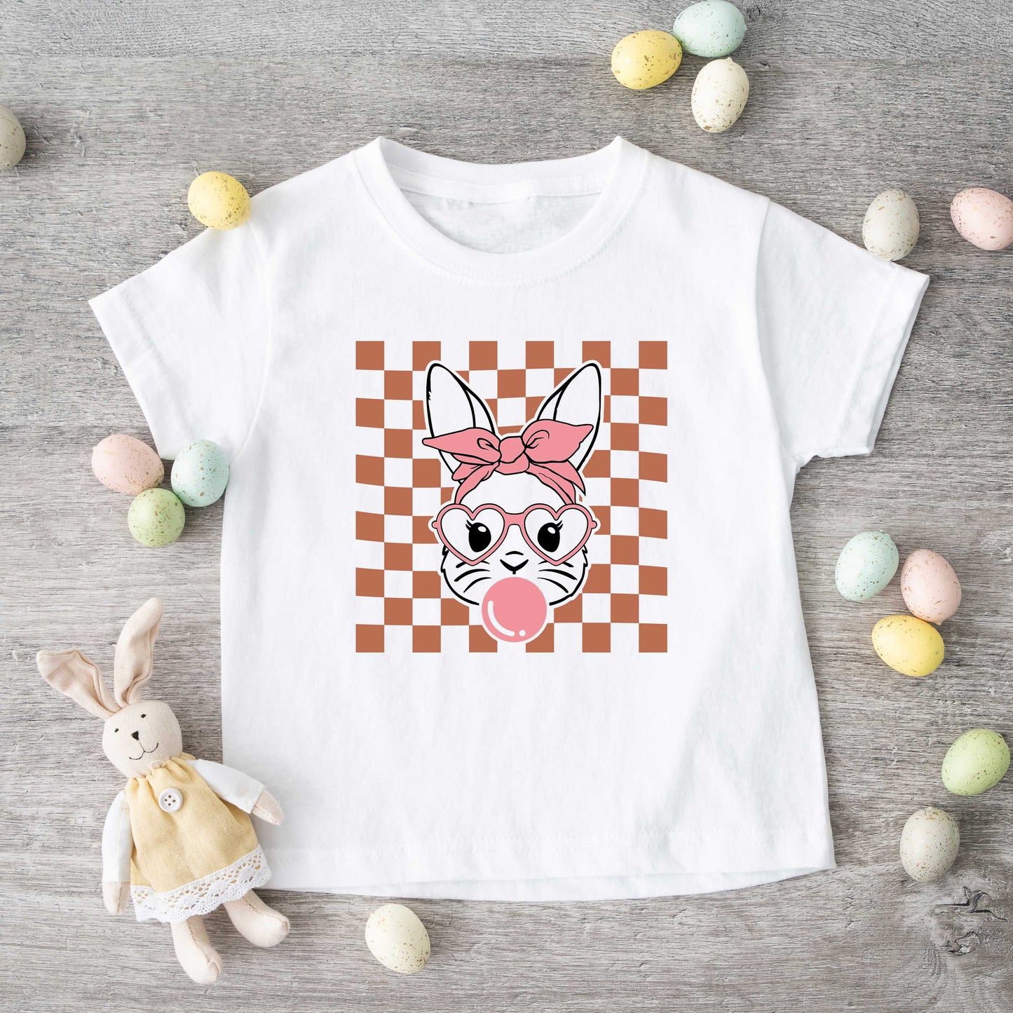 Checkered Bunny | Toddler Short Sleeve Crew Neck