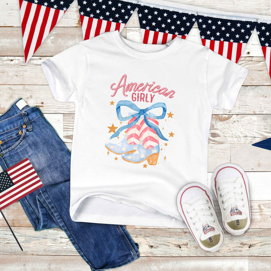 American Girly Coquette Boots | Toddler Graphic Short Sleeve Tee