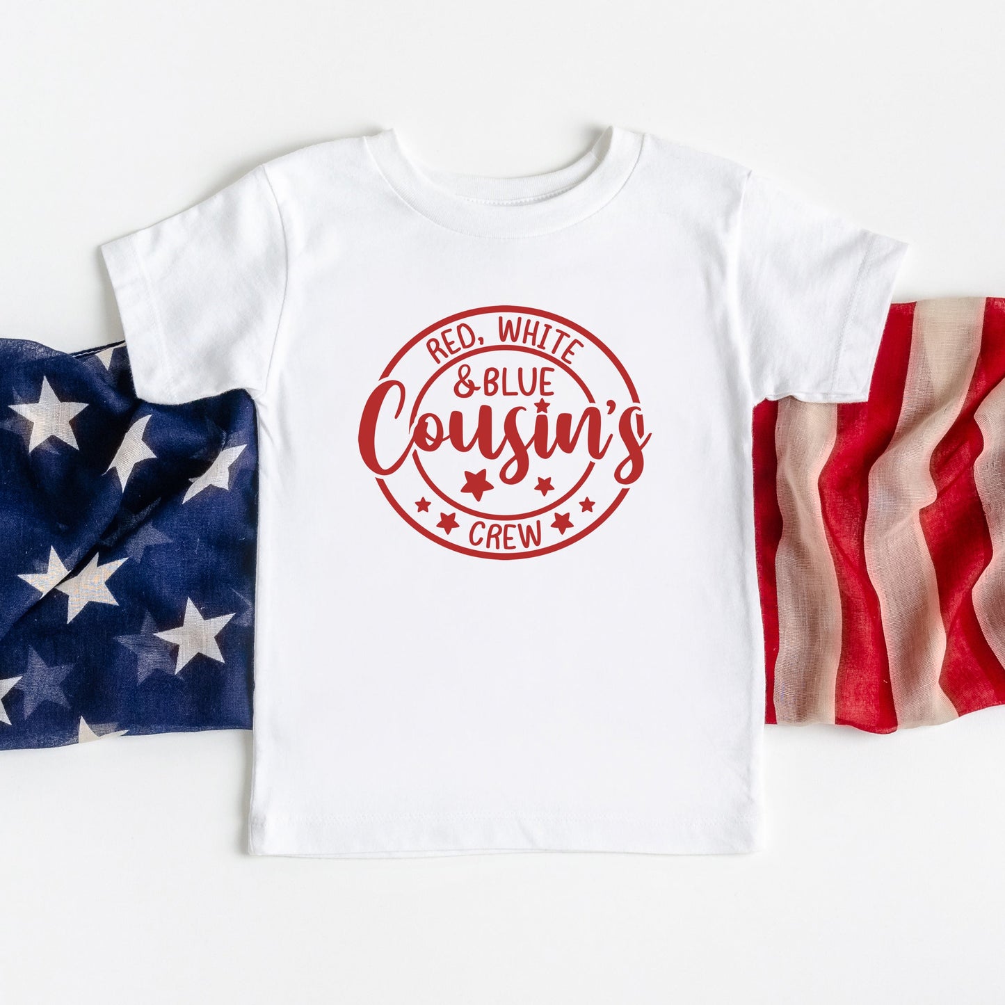 Red White And Blue Cousin's Crew | Youth Graphic Short Sleeve Tee