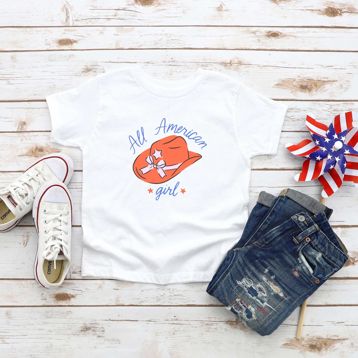 All American Girl Hat | Toddler Graphic Short Sleeve Tee