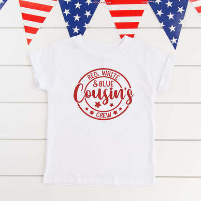 Red White And Blue Cousin's Crew | Toddler Short Sleeve Crew Neck