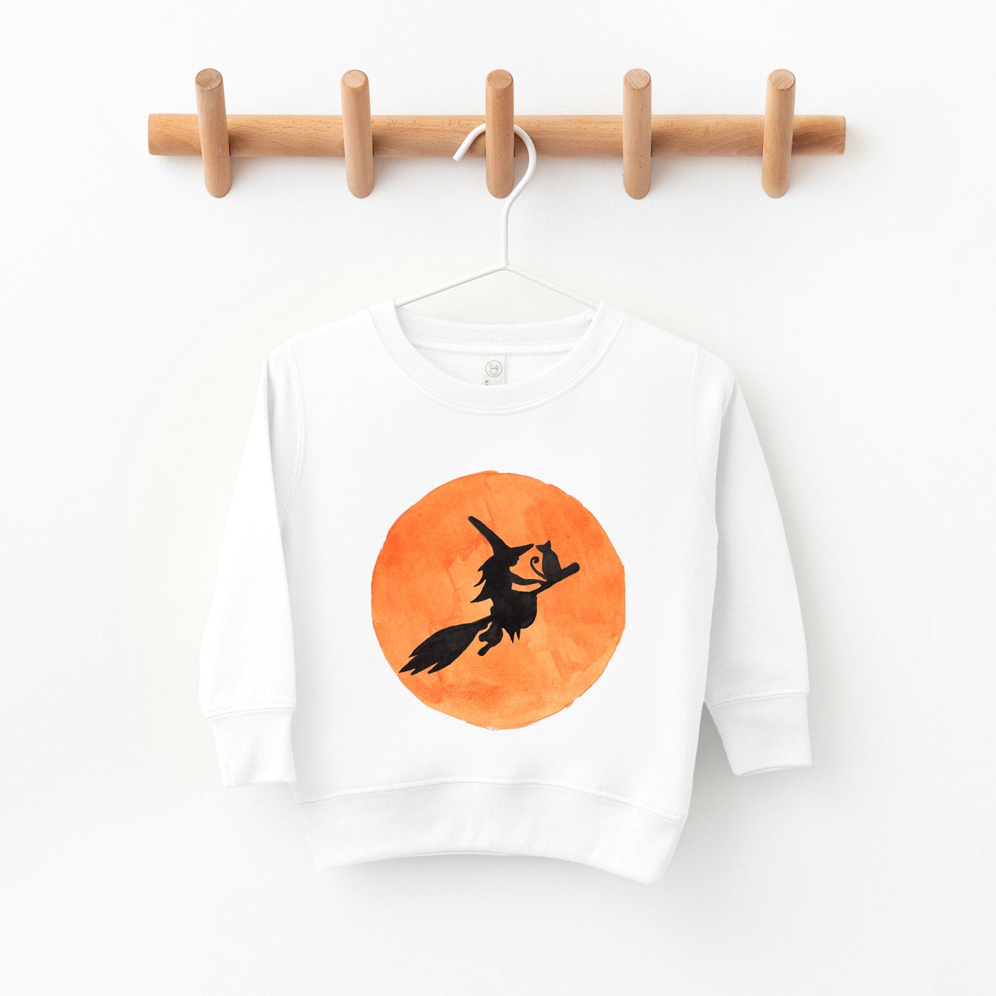 Watercolor Witch On Broom | Toddler Graphic Sweatshirt