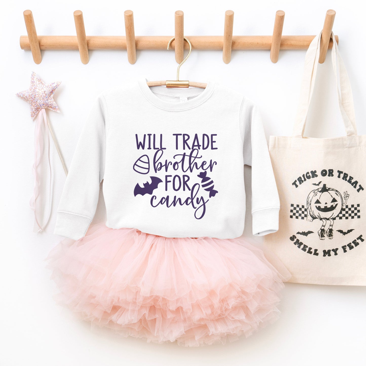 Will Trade Brother For Candy Puff Print | Toddler Graphic Sweatshirt