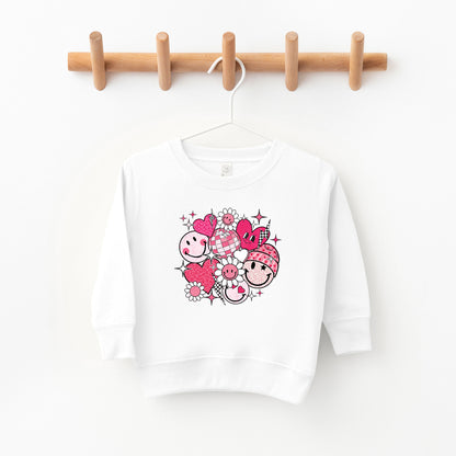 Pink Flower Hearts | Toddler Graphic Sweatshirt