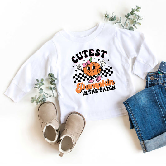 Cutest Pumpkin Checkered | Toddler Graphic Long Sleeve Tee