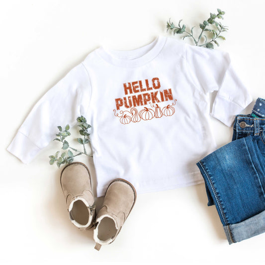 Hello Pumpkin Distressed | Youth Graphic Long Sleeve Tee