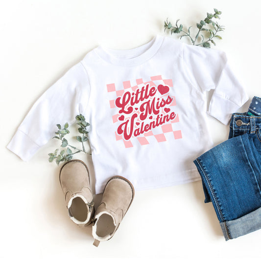 Checkered Little Miss Valentine | Youth Long Sleeve Tee