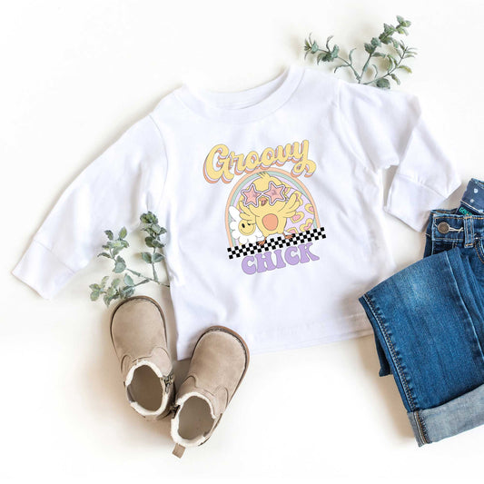 Groovy Easter Chick | Toddler Long Sleeve Tee