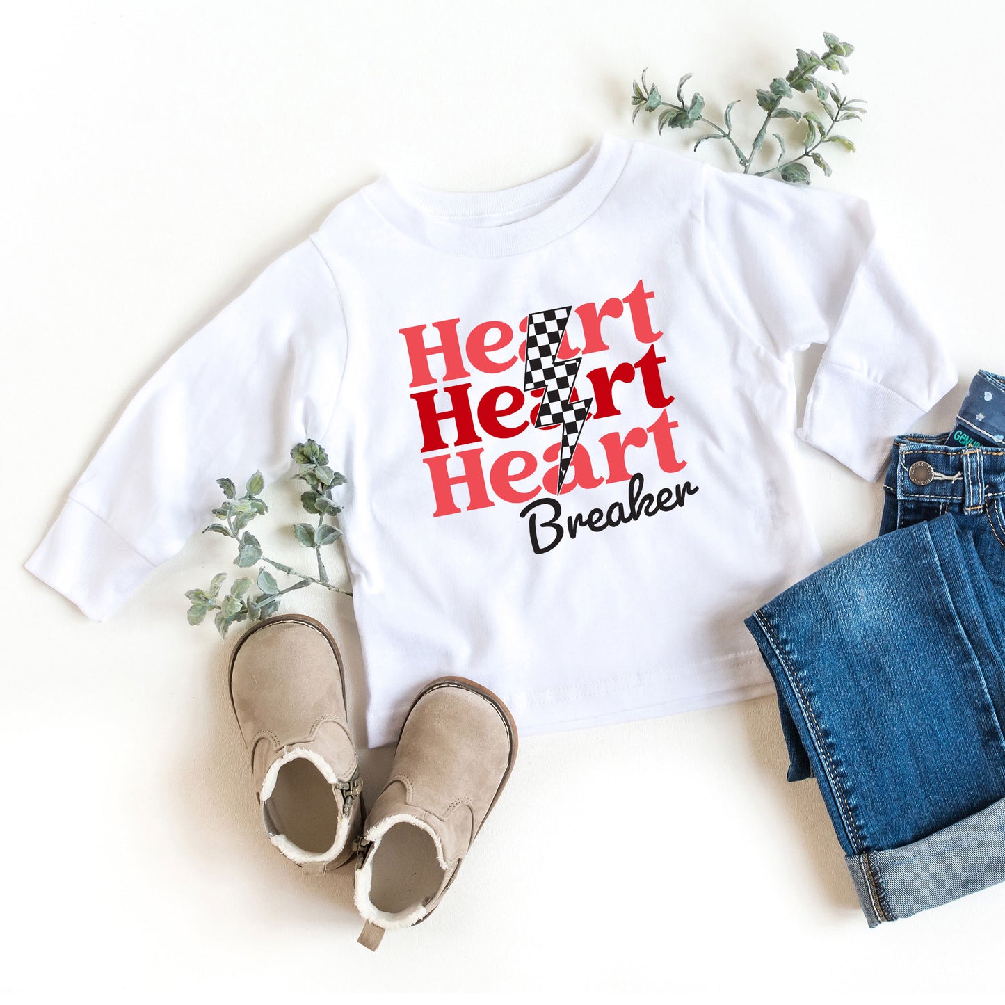 Heart Breaker Checkered Bolt | Toddler Long Sleeve Tee