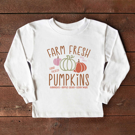 Colorful Farm Fresh Pumpkins | Youth Graphic Long Sleeve Tee