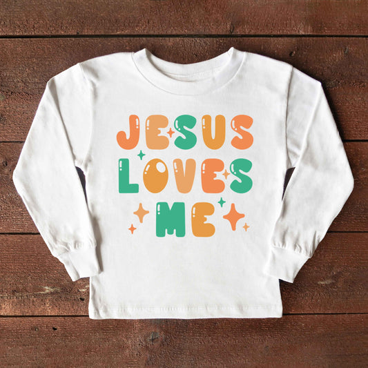 Jesus Loves Me Stars | Youth Graphic Long Sleeve Tee