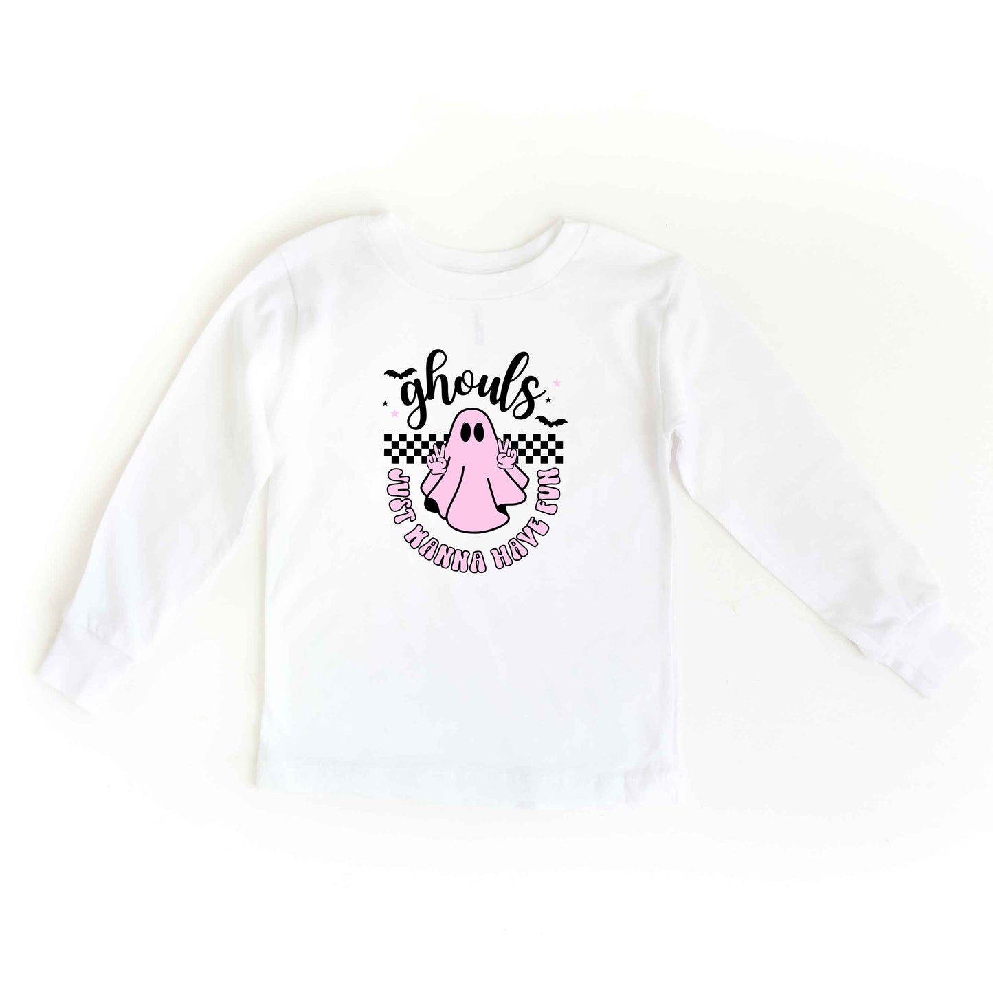 Just Wanna Have Fun Checkered | Toddler Graphic Long Sleeve Tee