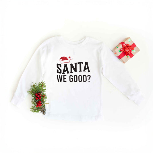 Santa We Good Glitter | Youth Graphic Long Sleeve Tee
