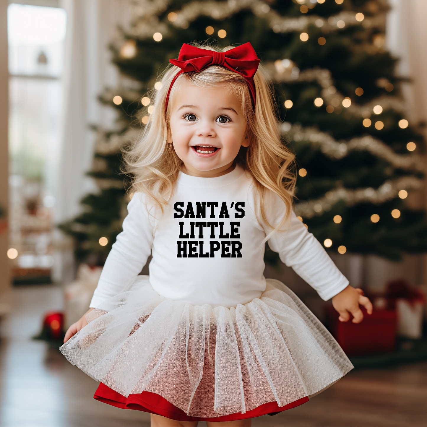 Santa's Little Helper Words | Toddler Graphic Long Sleeve Tee