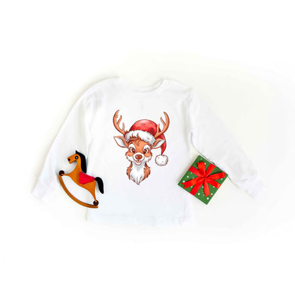 Cute Reindeer Head | Youth Graphic Long Sleeve Tee