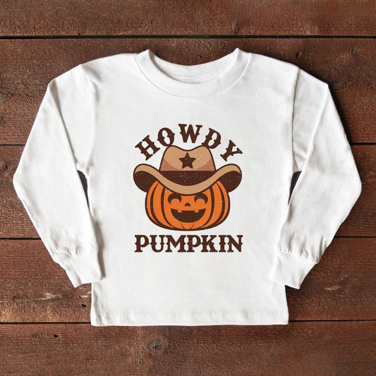 Howdy Pumpkin Hat | Youth Graphic Long Sleeve Tee