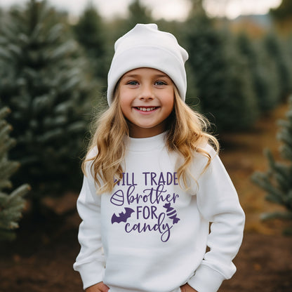 Will Trade Brother For Candy Puff Print | Youth Graphic Sweatshirt