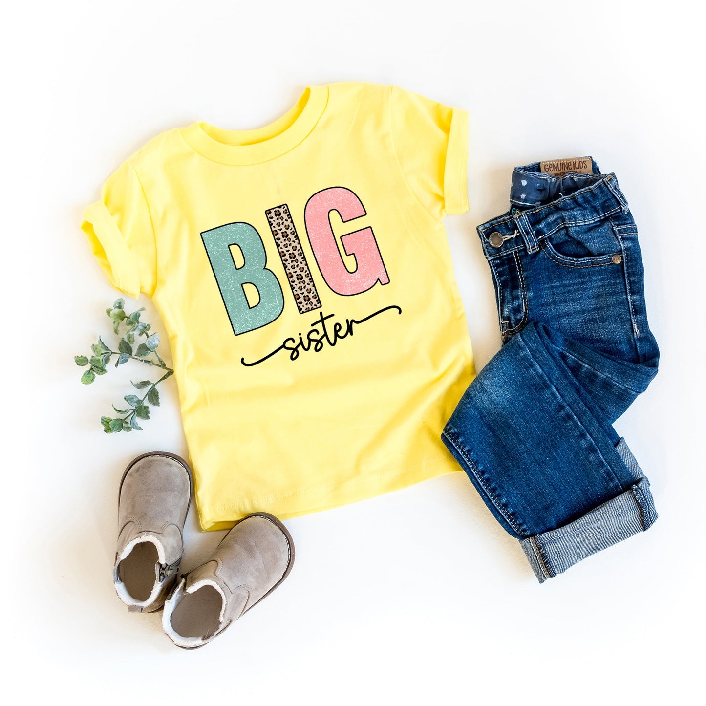 Big Sister Leopard | Toddler Graphic Short Sleeve Tee