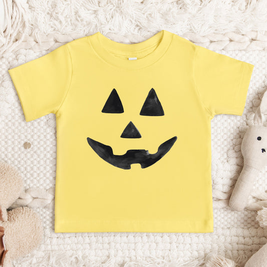 Watercolor Jack-O-Lantern Face | Toddler Graphic Short Sleeve Tee