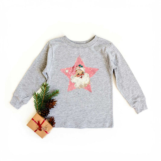 Pink Santa Star | Toddler Graphic Long Sleeve Tee