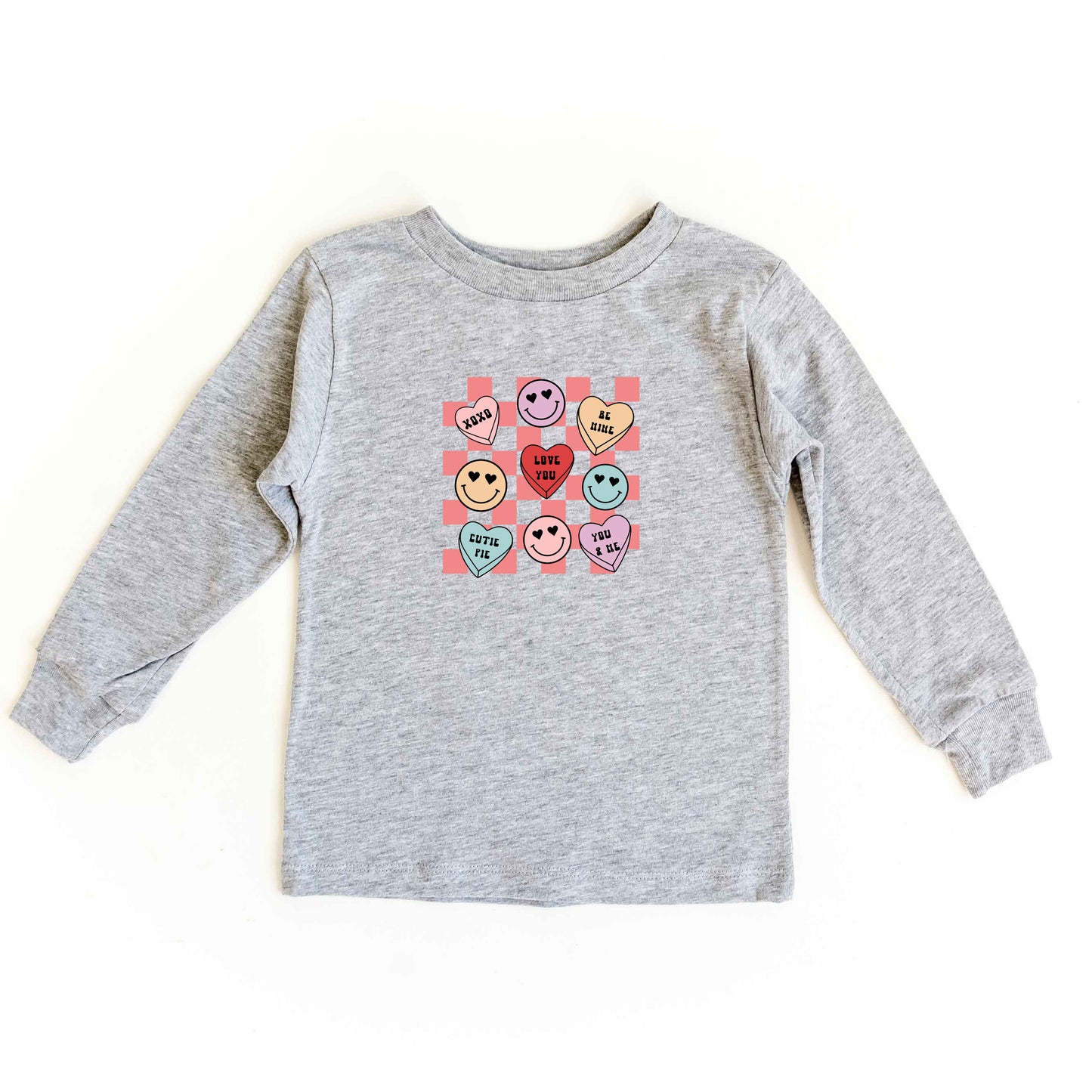 Candy Heart Smile Solid | Youth Long Sleeve Tee
