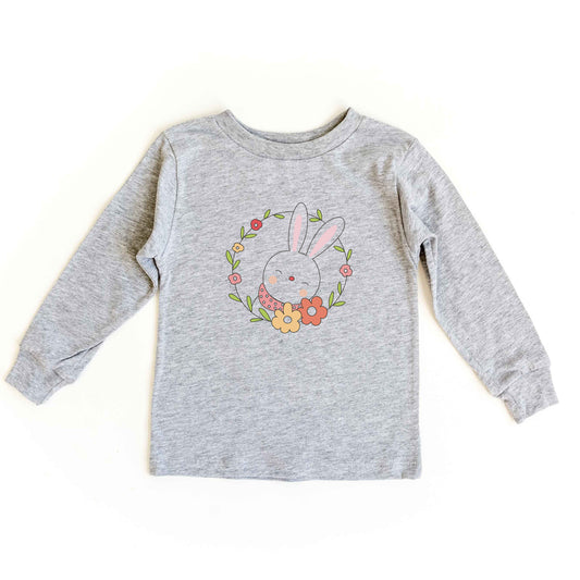 Easter Bunny Flower Wreath | Toddler Long Sleeve Tee