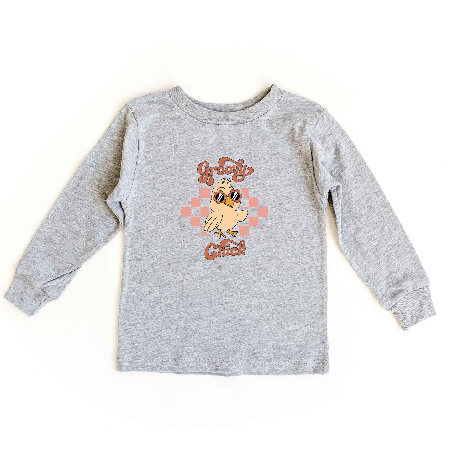 Groovy Chick Checkered | Toddler Long Sleeve Tee