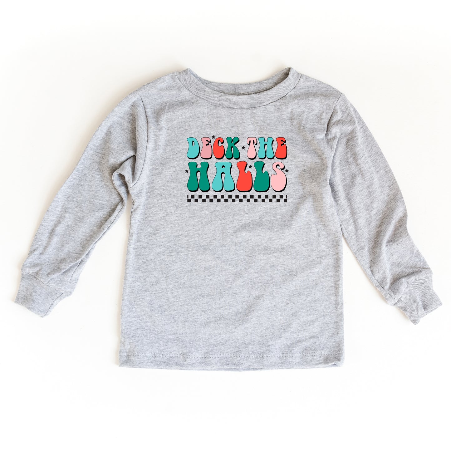 Retro Deck The Halls Checkered | Toddler Long Sleeve Tee