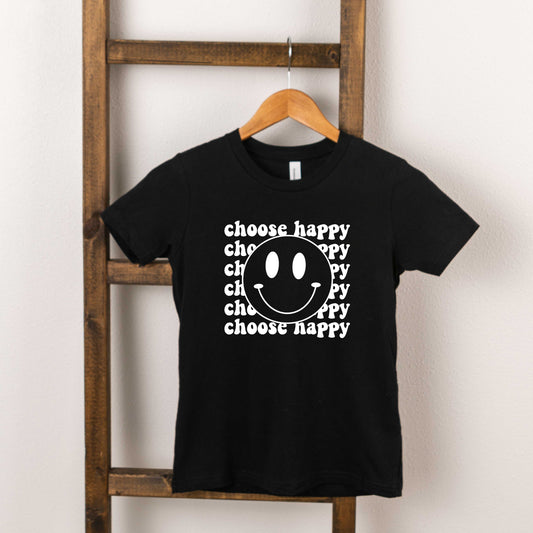 Choose Happy Smiley Face | Youth Short Sleeve Crew Neck