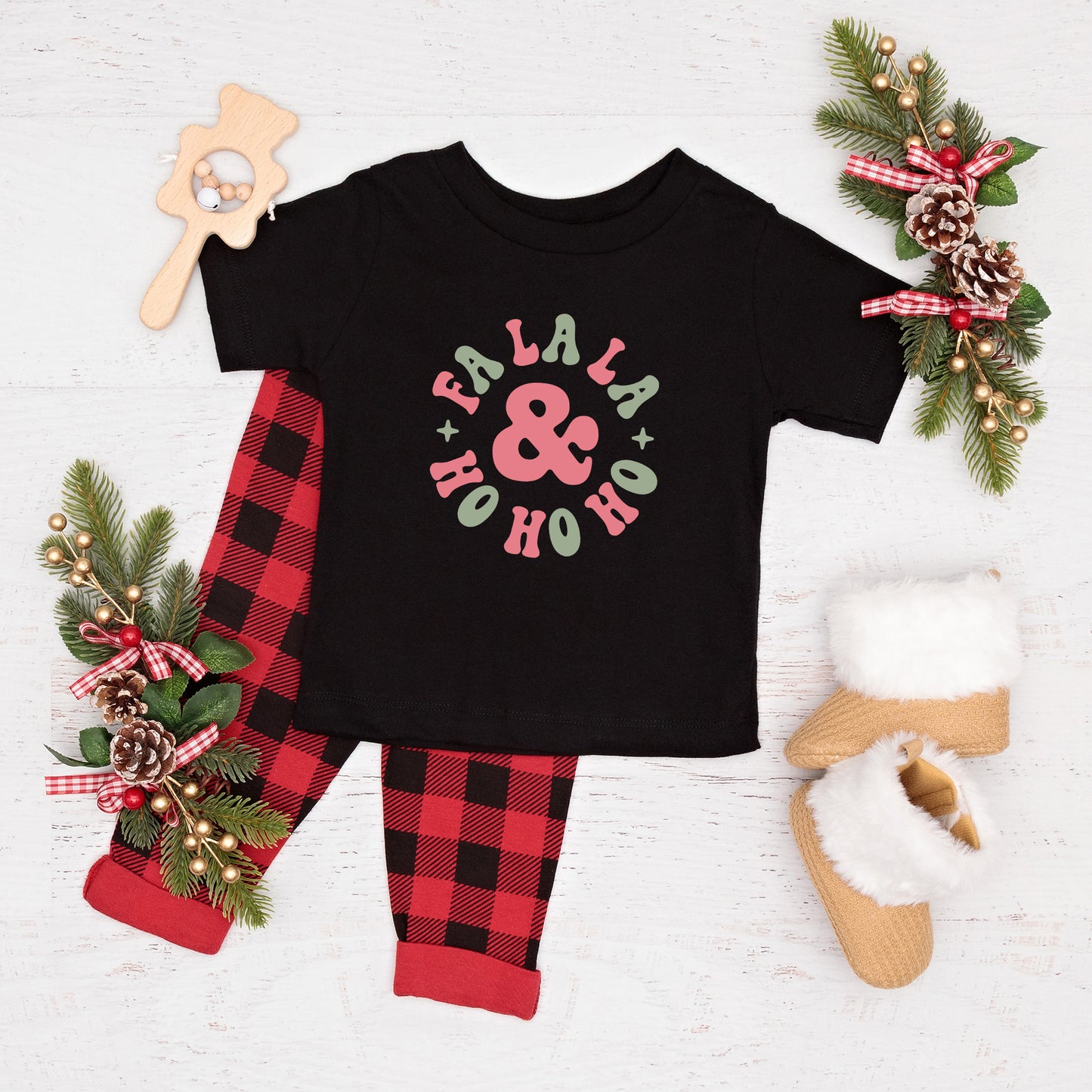 Fa La La And Ho Ho Ho | Toddler Short Sleeve Crew Neck