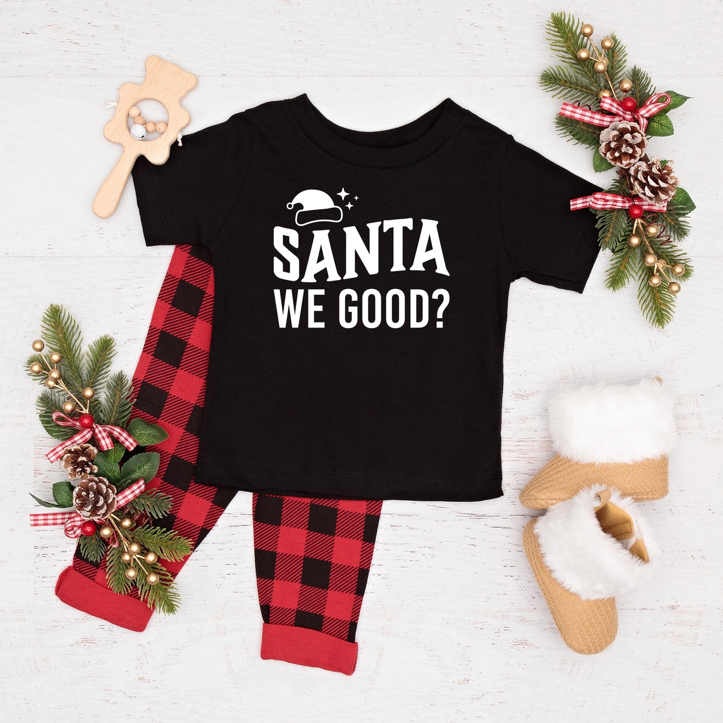 Santa We Good? | Toddler Short Sleeve Crew Neck