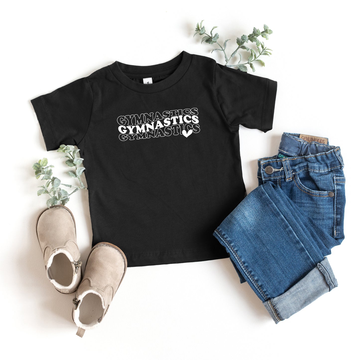 Gymnastics Stacked Heart | Toddler Short Sleeve Crew Neck