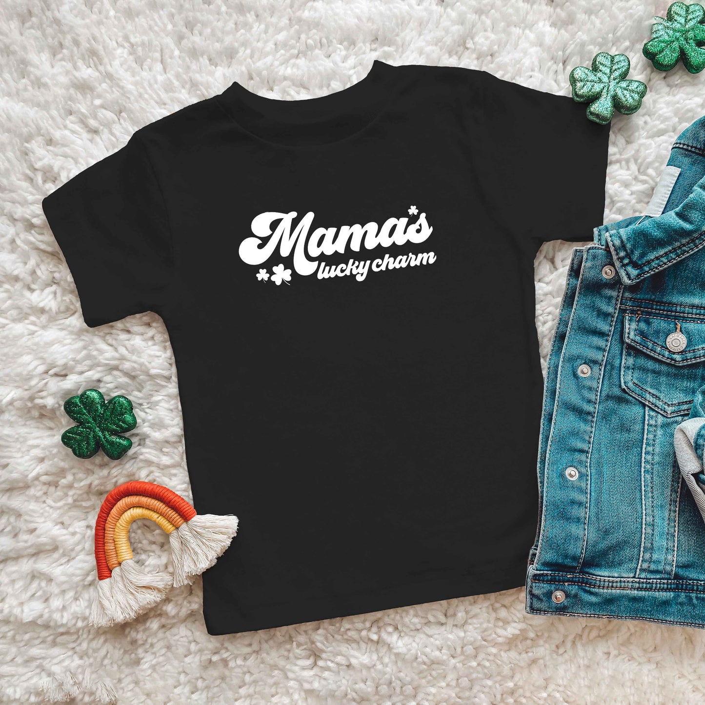 Retro Mama's Lucky Charm | Toddler Short Sleeve Crew Neck