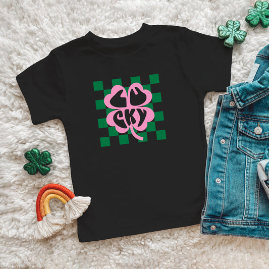 Lucky Clover Checkered | Toddler Short Sleeve Crew Neck