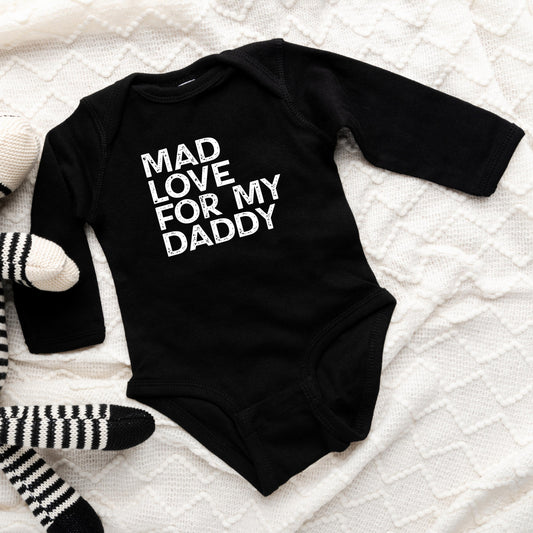 Mad Love For My Daddy Distressed | Baby Long Sleeve Onesie
