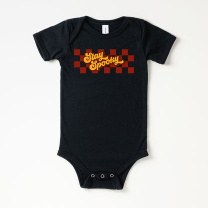 Stay Spooky Retro Checkered | Baby Onesie