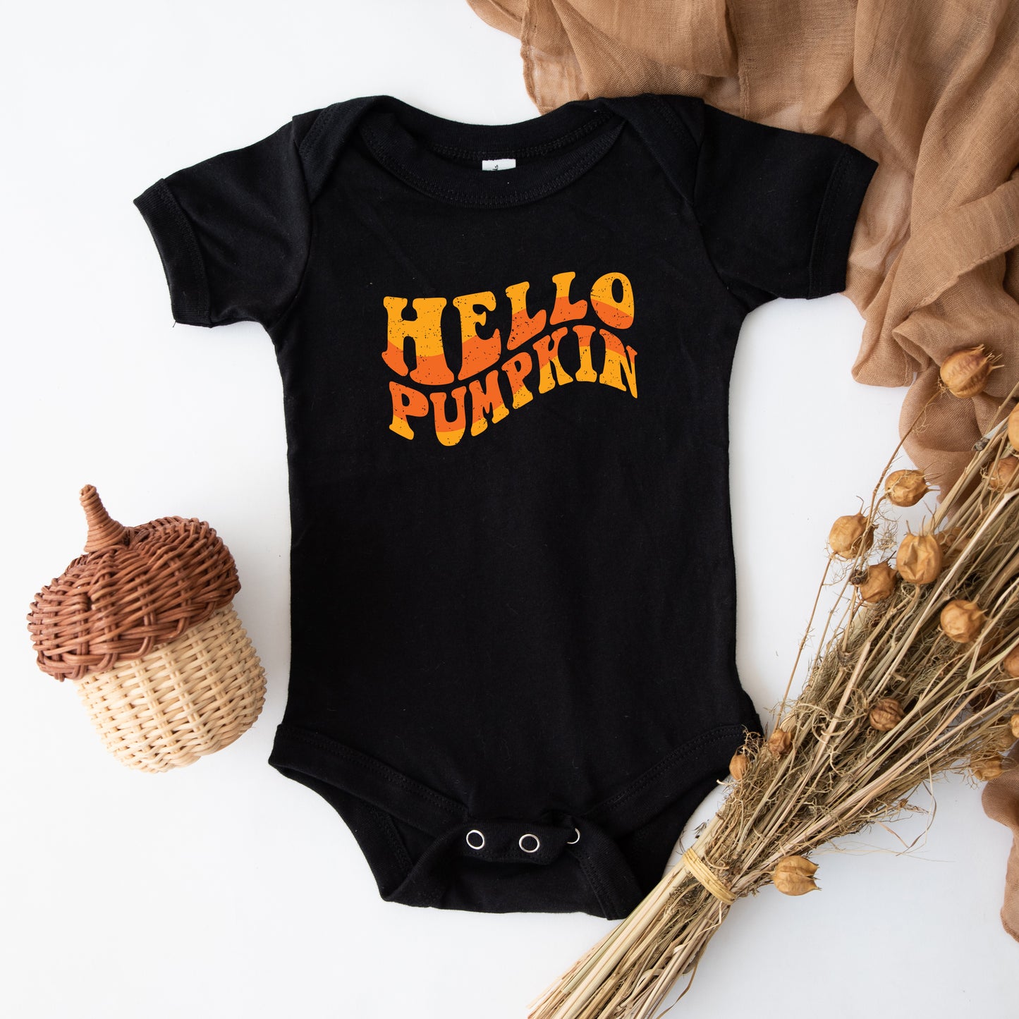 Hello Pumpkin Wavy | Baby Onesie