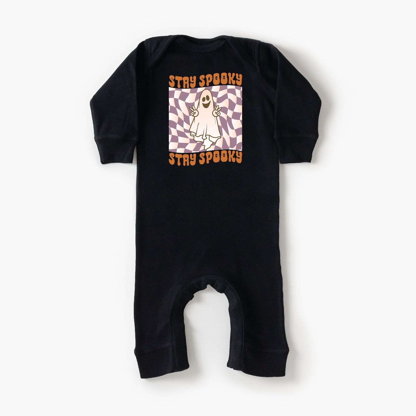 Checkered Stay Spooky Ghost | Baby Romper
