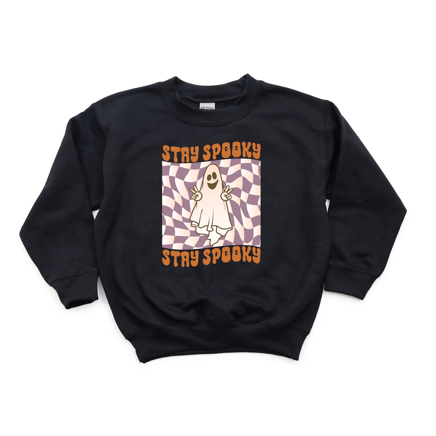 Checkered Stay Spooky Ghost | Youth Sweatshirt