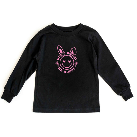 Don't Worry Be Hoppy Smiley Bunny | Youth Long Sleeve Tee