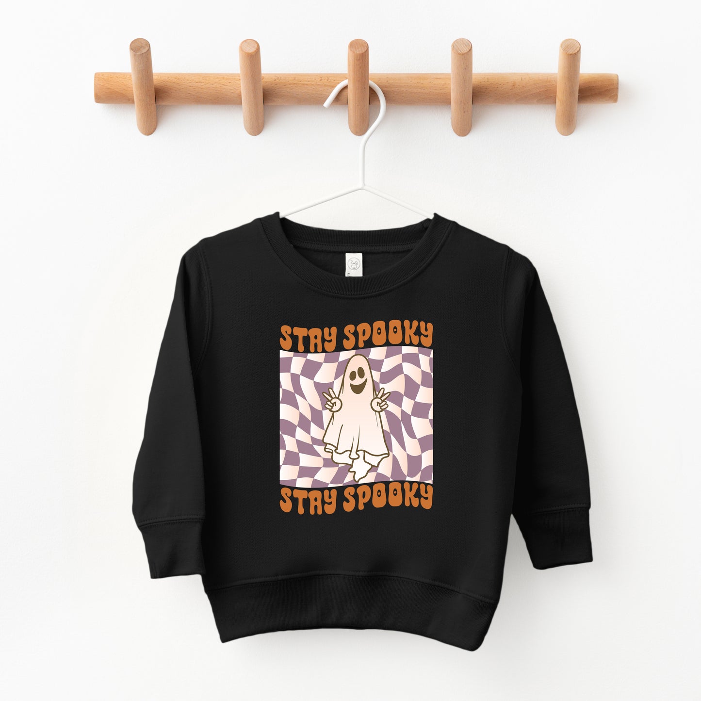 Checkered Stay Spooky Ghost | Toddler Sweatshirt