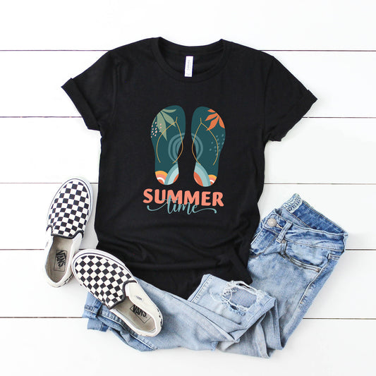 Boho Summer Time Flip Flops | Youth Short Sleeve Crew Neck