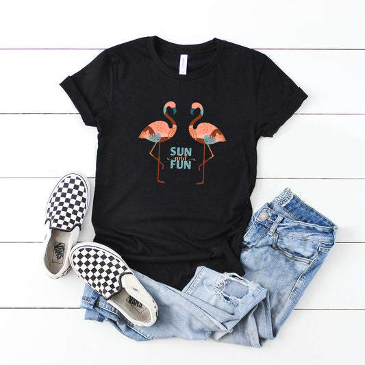 Boho Sun And Fun Flamingos | Youth Short Sleeve Crew Neck