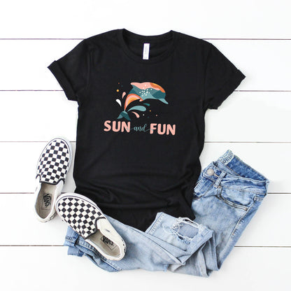 Boho Sun And Fun Dolphin | Youth Short Sleeve Crew Neck