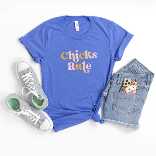 Chicks Rule Colorful | Youth Short Sleeve Crew Neck