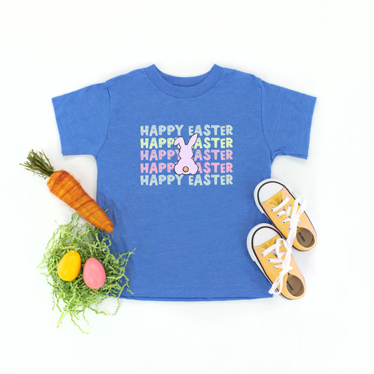 Pastel Happy Easter Stacked | Toddler Short Sleeve Crew Neck