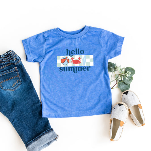Hello Summer Checkered | Toddler Short Sleeve Crew Neck