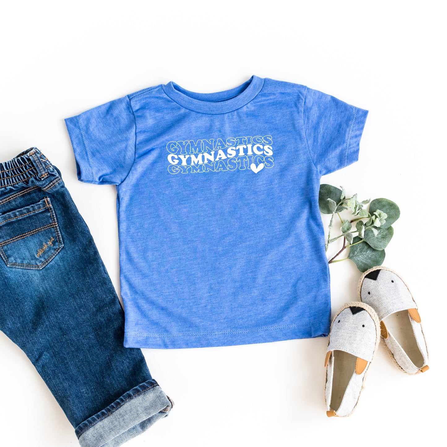 Gymnastics Stacked Heart | Toddler Short Sleeve Crew Neck